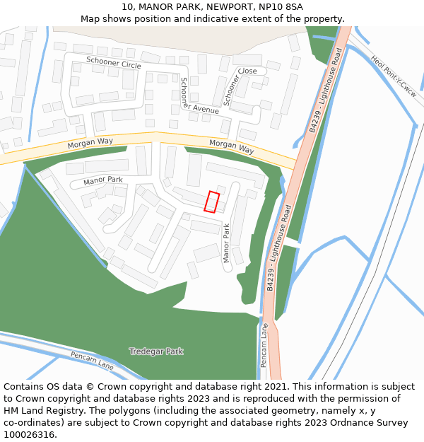 10, MANOR PARK, NEWPORT, NP10 8SA: Location map and indicative extent of plot