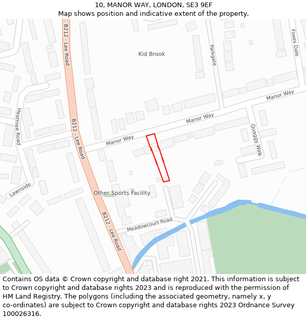 10, MANOR WAY, LONDON, SE3 9EF: Location map and indicative extent of plot