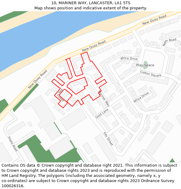 10, MARINER WAY, LANCASTER, LA1 5TS: Location map and indicative extent of plot