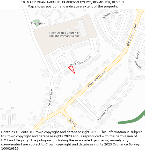 10, MARY DEAN AVENUE, TAMERTON FOLIOT, PLYMOUTH, PL5 4LS: Location map and indicative extent of plot