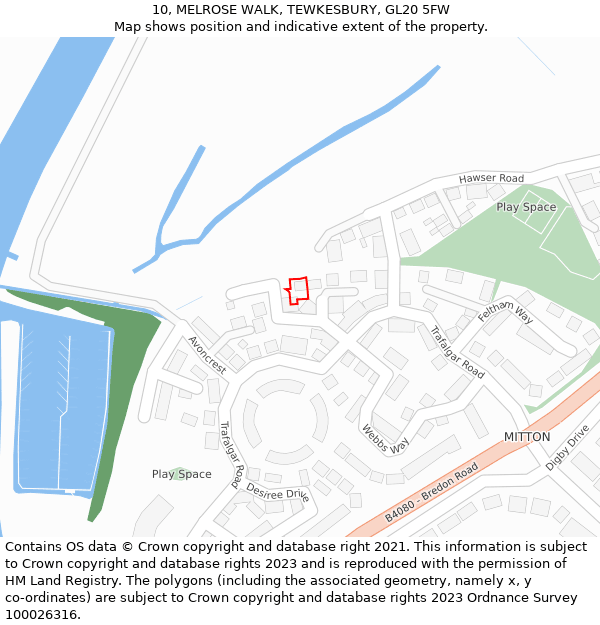 10, MELROSE WALK, TEWKESBURY, GL20 5FW: Location map and indicative extent of plot