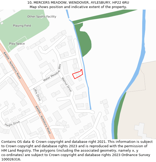 10, MERCERS MEADOW, WENDOVER, AYLESBURY, HP22 6RU: Location map and indicative extent of plot