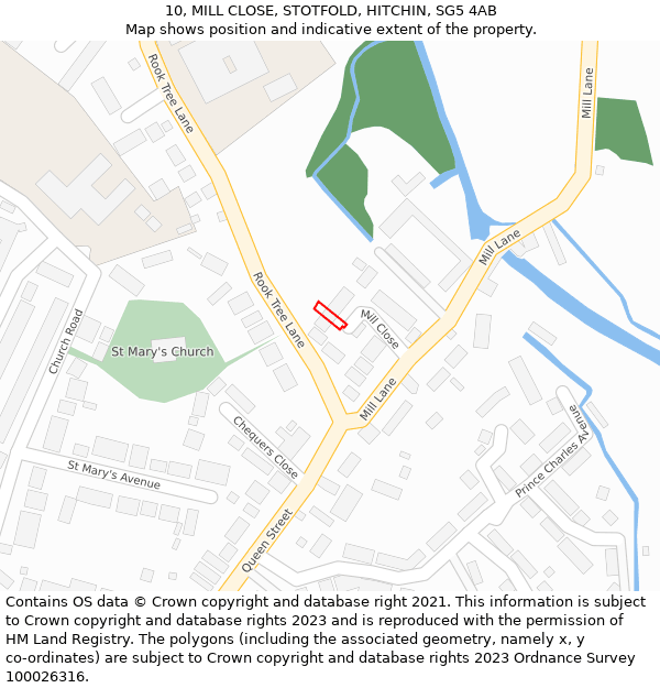 10, MILL CLOSE, STOTFOLD, HITCHIN, SG5 4AB: Location map and indicative extent of plot