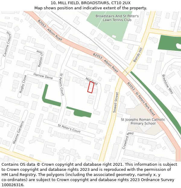 10, MILL FIELD, BROADSTAIRS, CT10 2UX: Location map and indicative extent of plot