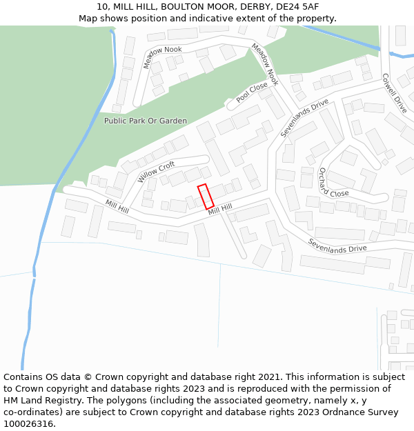 10, MILL HILL, BOULTON MOOR, DERBY, DE24 5AF: Location map and indicative extent of plot