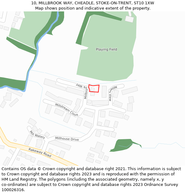 10, MILLBROOK WAY, CHEADLE, STOKE-ON-TRENT, ST10 1XW: Location map and indicative extent of plot
