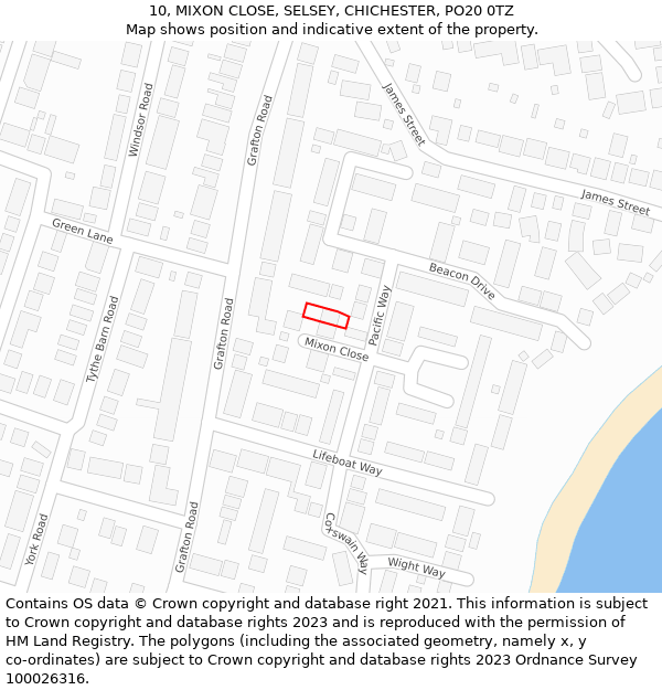 10, MIXON CLOSE, SELSEY, CHICHESTER, PO20 0TZ: Location map and indicative extent of plot