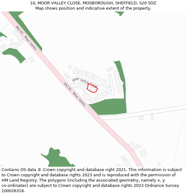 10, MOOR VALLEY CLOSE, MOSBOROUGH, SHEFFIELD, S20 5DZ: Location map and indicative extent of plot
