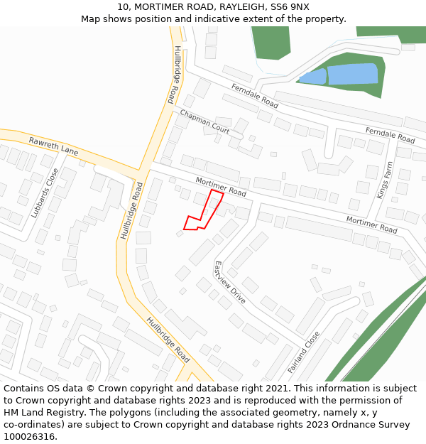 10, MORTIMER ROAD, RAYLEIGH, SS6 9NX: Location map and indicative extent of plot