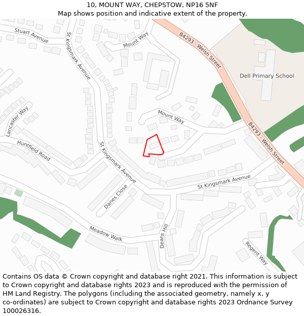 10, MOUNT WAY, CHEPSTOW, NP16 5NF: Location map and indicative extent of plot