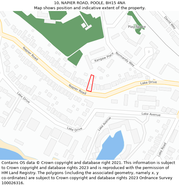 10, NAPIER ROAD, POOLE, BH15 4NA: Location map and indicative extent of plot