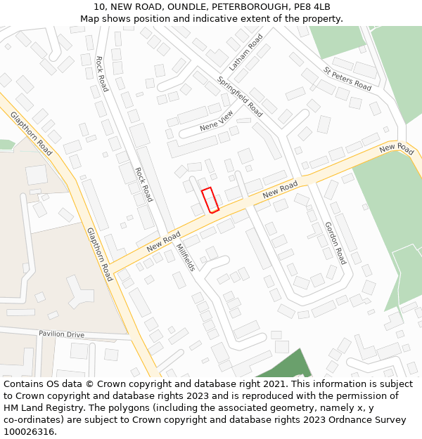 10, NEW ROAD, OUNDLE, PETERBOROUGH, PE8 4LB: Location map and indicative extent of plot