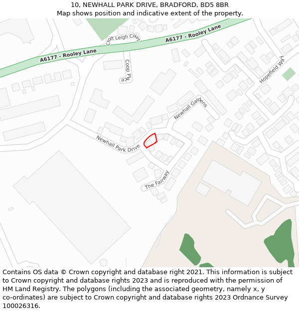 10, NEWHALL PARK DRIVE, BRADFORD, BD5 8BR: Location map and indicative extent of plot