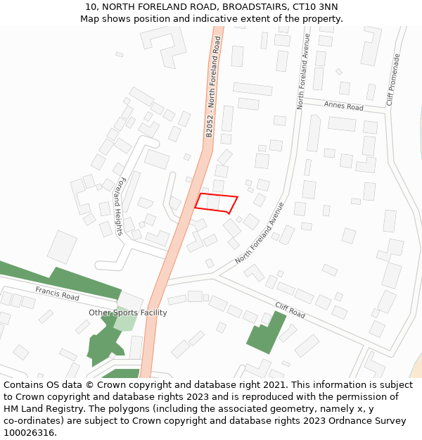 10, NORTH FORELAND ROAD, BROADSTAIRS, CT10 3NN: Location map and indicative extent of plot