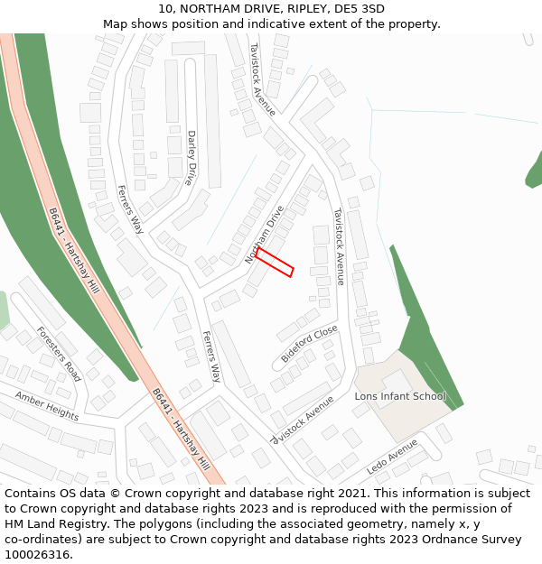 10, NORTHAM DRIVE, RIPLEY, DE5 3SD: Location map and indicative extent of plot