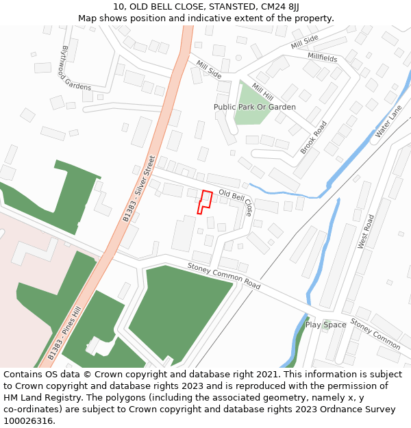 10, OLD BELL CLOSE, STANSTED, CM24 8JJ: Location map and indicative extent of plot