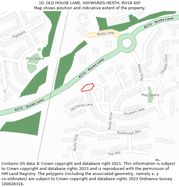 10, OLD HOUSE LANE, HAYWARDS HEATH, RH16 4XF: Location map and indicative extent of plot