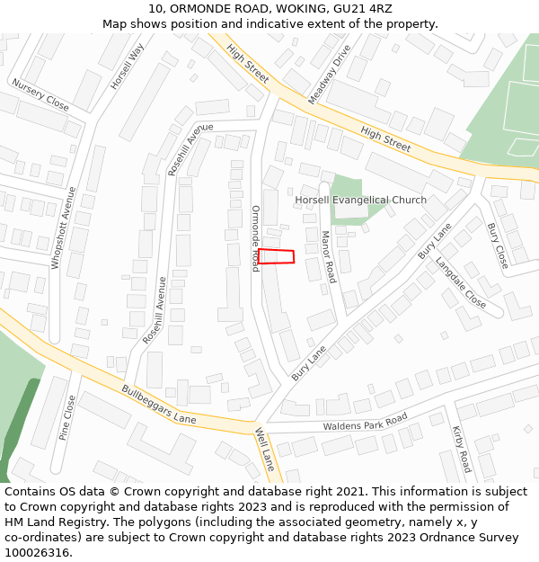 10, ORMONDE ROAD, WOKING, GU21 4RZ: Location map and indicative extent of plot