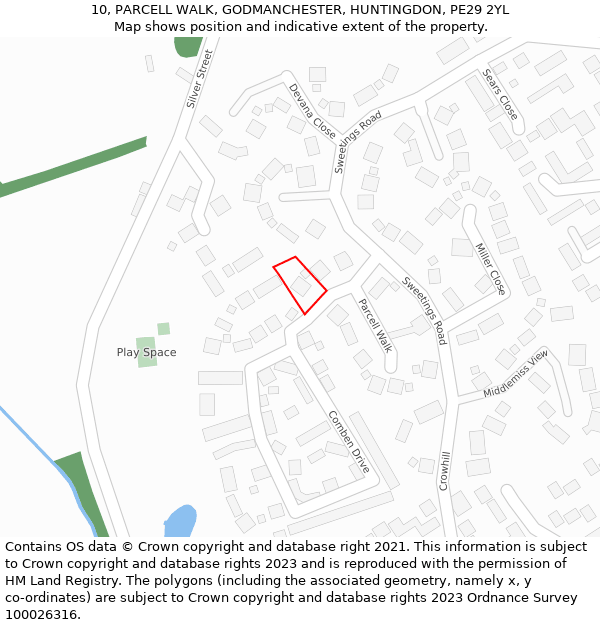 10, PARCELL WALK, GODMANCHESTER, HUNTINGDON, PE29 2YL: Location map and indicative extent of plot