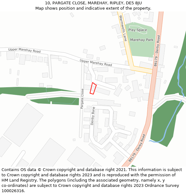 10, PARGATE CLOSE, MAREHAY, RIPLEY, DE5 8JU: Location map and indicative extent of plot