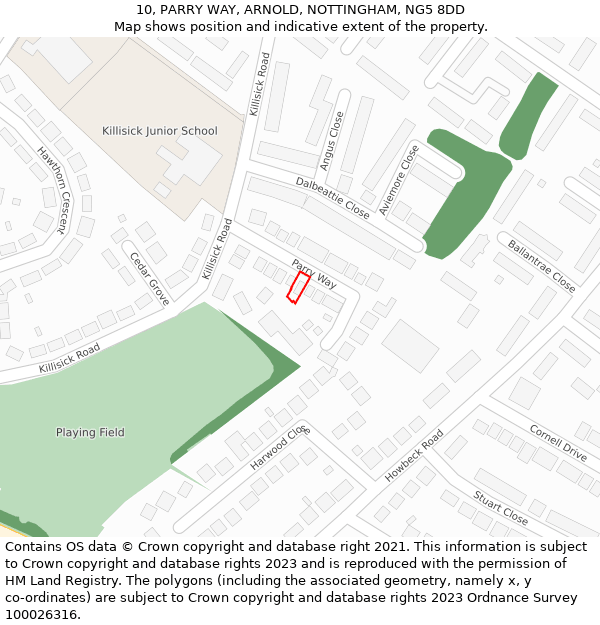 10, PARRY WAY, ARNOLD, NOTTINGHAM, NG5 8DD: Location map and indicative extent of plot