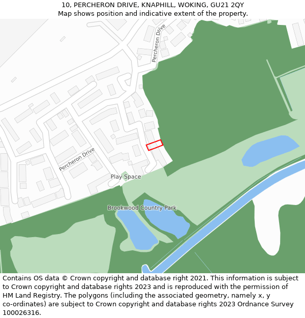 10, PERCHERON DRIVE, KNAPHILL, WOKING, GU21 2QY: Location map and indicative extent of plot