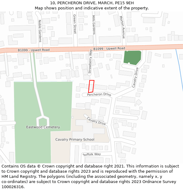 10, PERCHERON DRIVE, MARCH, PE15 9EH: Location map and indicative extent of plot