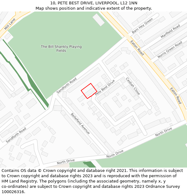 10, PETE BEST DRIVE, LIVERPOOL, L12 1NN: Location map and indicative extent of plot