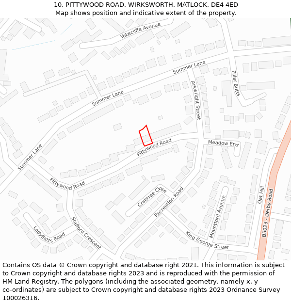 10, PITTYWOOD ROAD, WIRKSWORTH, MATLOCK, DE4 4ED: Location map and indicative extent of plot