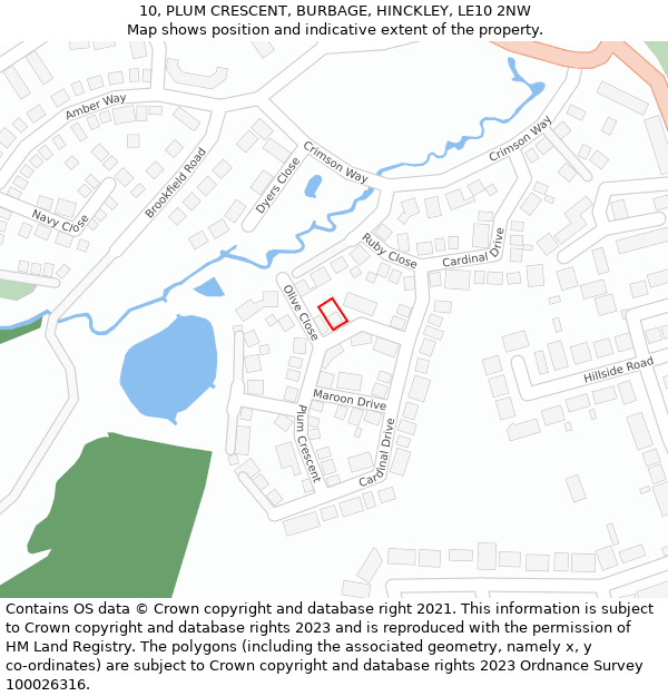 10, PLUM CRESCENT, BURBAGE, HINCKLEY, LE10 2NW: Location map and indicative extent of plot