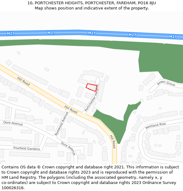 10, PORTCHESTER HEIGHTS, PORTCHESTER, FAREHAM, PO16 8JU: Location map and indicative extent of plot