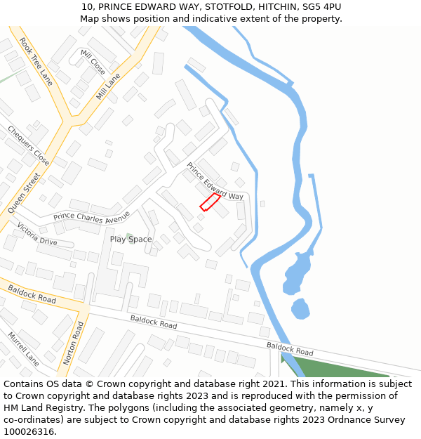 10, PRINCE EDWARD WAY, STOTFOLD, HITCHIN, SG5 4PU: Location map and indicative extent of plot