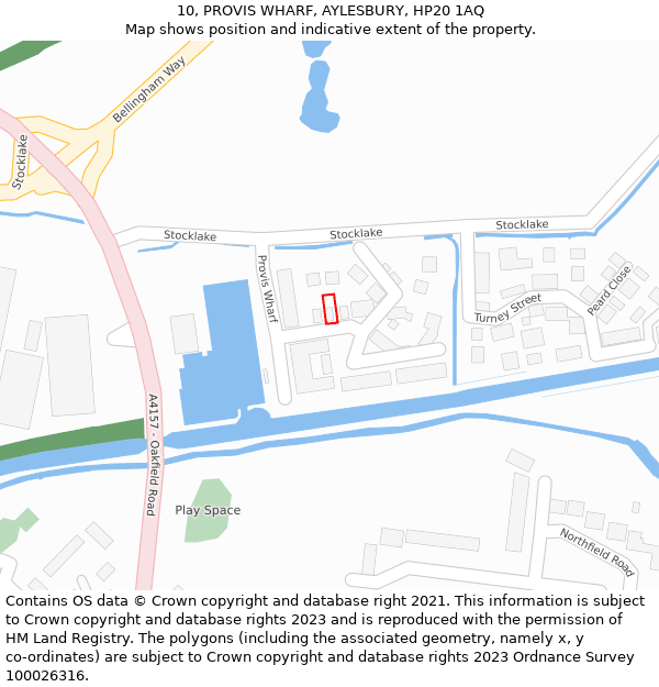 10, PROVIS WHARF, AYLESBURY, HP20 1AQ: Location map and indicative extent of plot