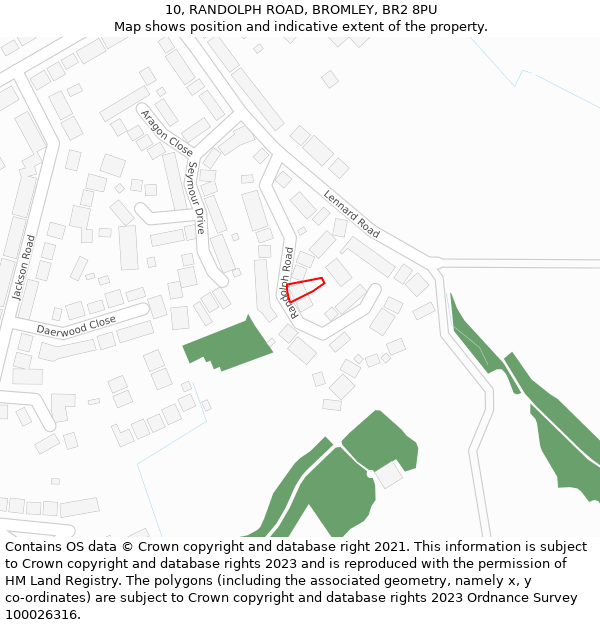 10, RANDOLPH ROAD, BROMLEY, BR2 8PU: Location map and indicative extent of plot
