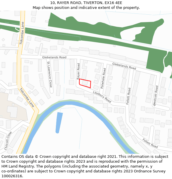 10, RAYER ROAD, TIVERTON, EX16 4EE: Location map and indicative extent of plot