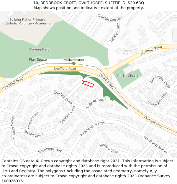 10, REDBROOK CROFT, OWLTHORPE, SHEFFIELD, S20 6RQ: Location map and indicative extent of plot