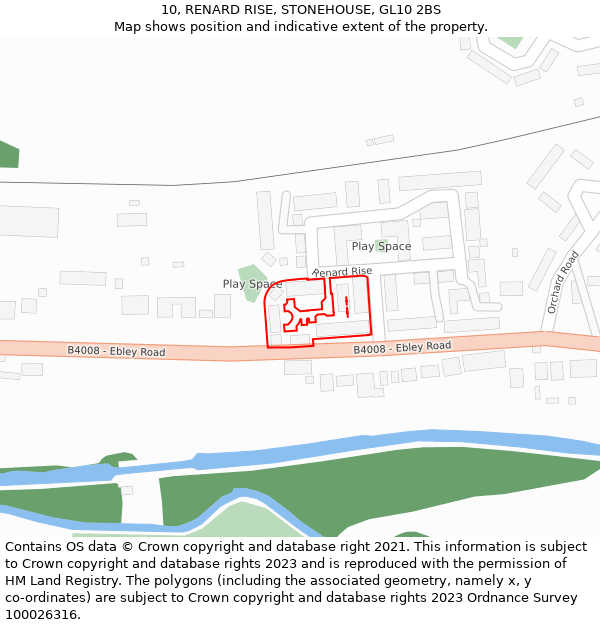 10, RENARD RISE, STONEHOUSE, GL10 2BS: Location map and indicative extent of plot