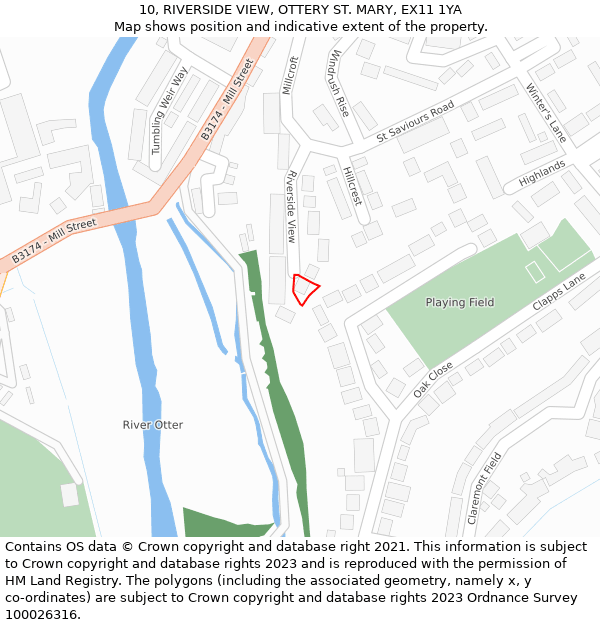 10, RIVERSIDE VIEW, OTTERY ST. MARY, EX11 1YA: Location map and indicative extent of plot