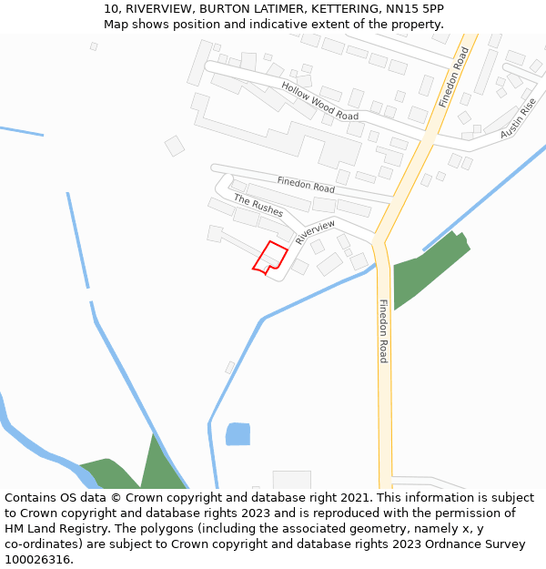 10, RIVERVIEW, BURTON LATIMER, KETTERING, NN15 5PP: Location map and indicative extent of plot