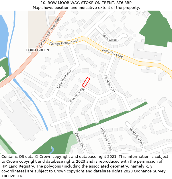 10, ROW MOOR WAY, STOKE-ON-TRENT, ST6 8BP: Location map and indicative extent of plot