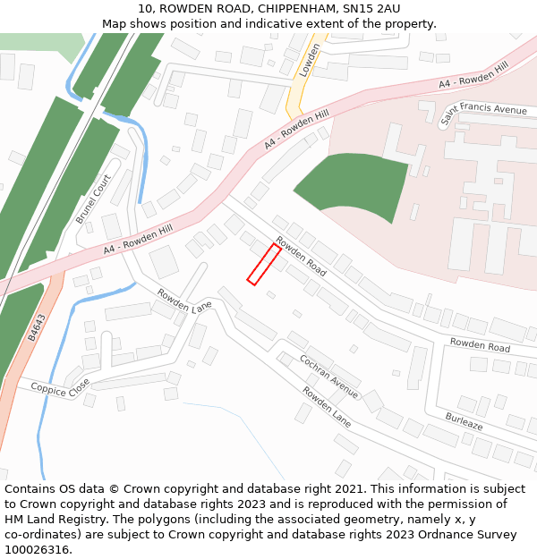 10, ROWDEN ROAD, CHIPPENHAM, SN15 2AU: Location map and indicative extent of plot