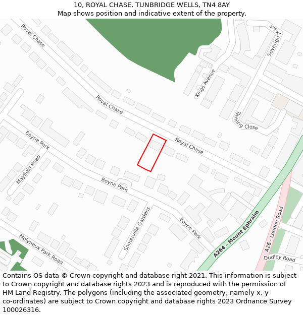 10, ROYAL CHASE, TUNBRIDGE WELLS, TN4 8AY: Location map and indicative extent of plot