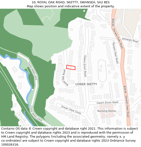 10, ROYAL OAK ROAD, SKETTY, SWANSEA, SA2 8ES: Location map and indicative extent of plot