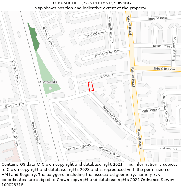 10, RUSHCLIFFE, SUNDERLAND, SR6 9RG: Location map and indicative extent of plot