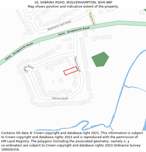 10, SABRINA ROAD, WOLVERHAMPTON, WV6 8BP: Location map and indicative extent of plot