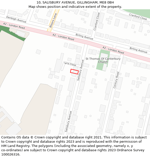 10, SALISBURY AVENUE, GILLINGHAM, ME8 0BH: Location map and indicative extent of plot