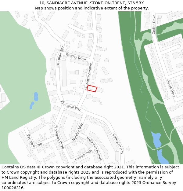 10, SANDIACRE AVENUE, STOKE-ON-TRENT, ST6 5BX: Location map and indicative extent of plot