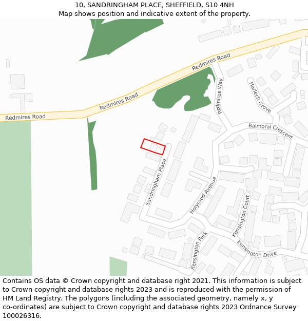 10, SANDRINGHAM PLACE, SHEFFIELD, S10 4NH: Location map and indicative extent of plot