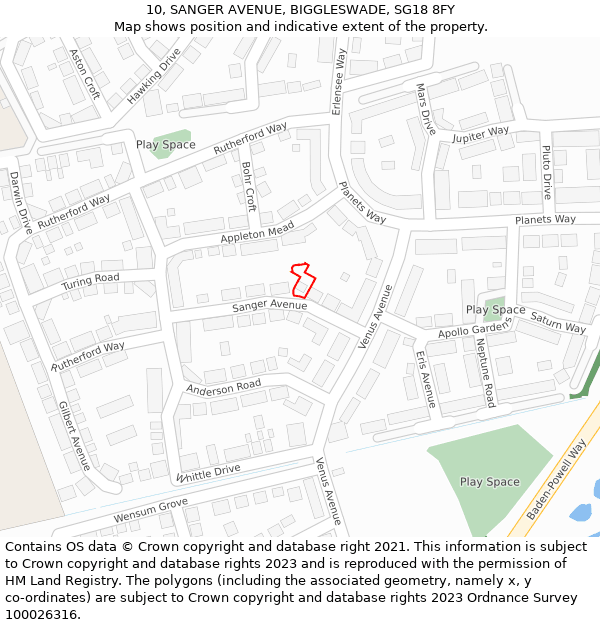 10, SANGER AVENUE, BIGGLESWADE, SG18 8FY: Location map and indicative extent of plot