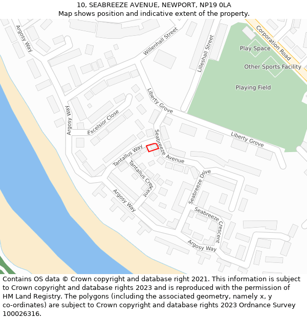 10, SEABREEZE AVENUE, NEWPORT, NP19 0LA: Location map and indicative extent of plot